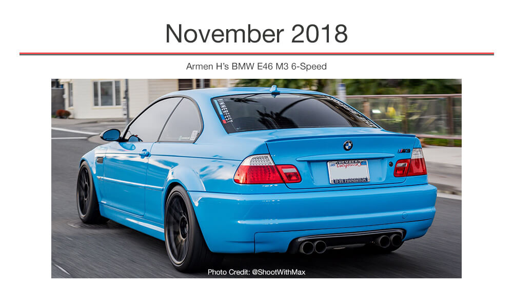 AKG Motorsport November 2019 Car of the Month Armens E46 M3
